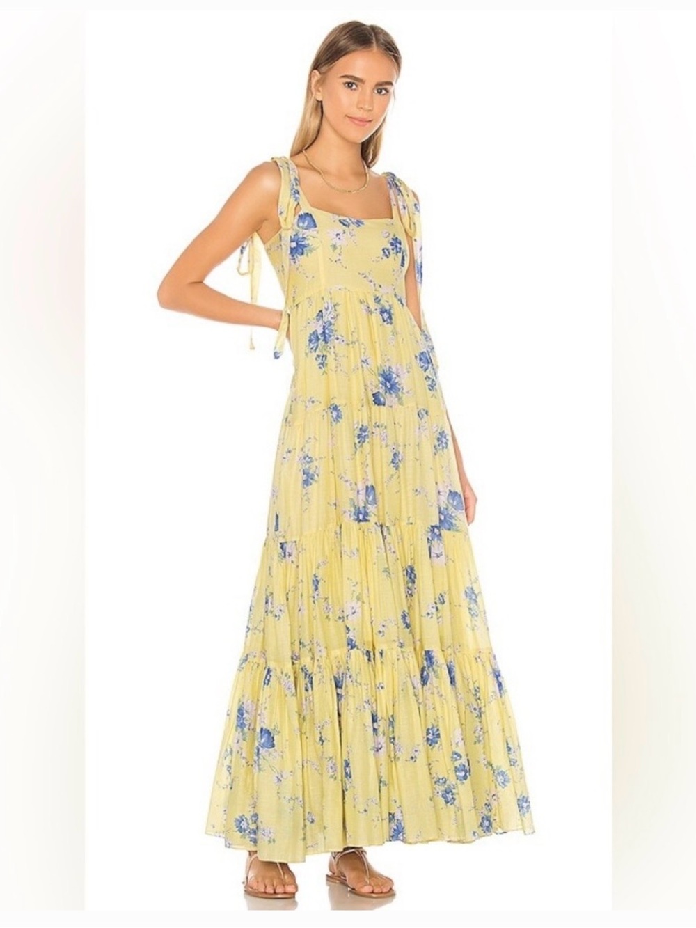 LoveShackFancy Burrows Maxi Dress Sunshower Garden Yellow Floral Size 2 - Picture 2 of 16